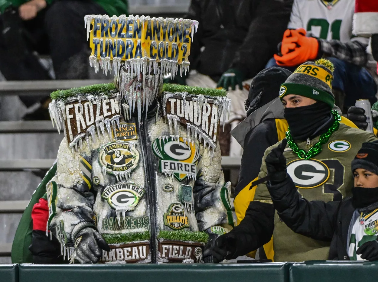 Frozen Tundra costumed fan at Lambeau Field 2022