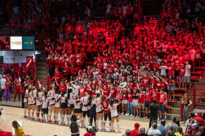 Badger Herald archival photo of the womens volleyball team. December 9, 2023.