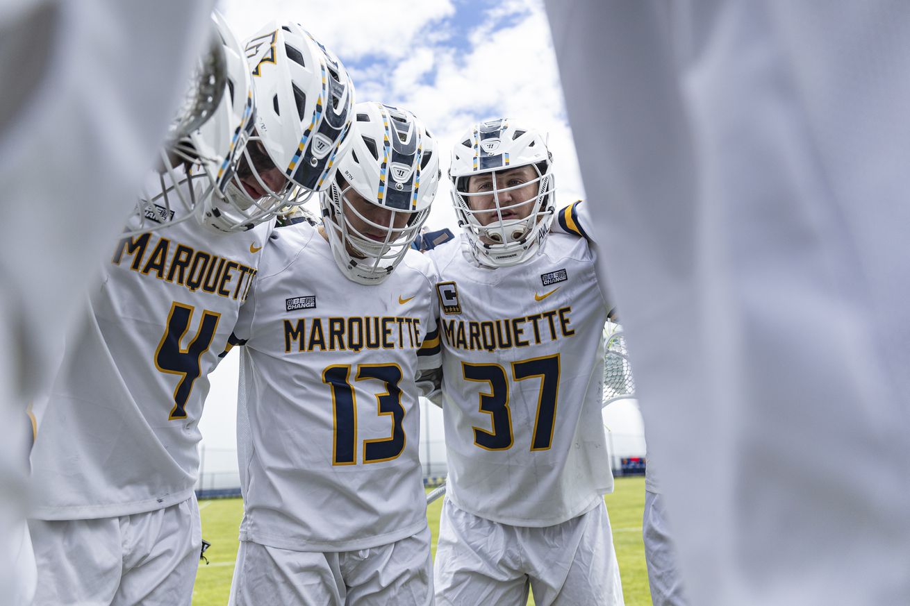 Marquette men’s lacrosse huddle