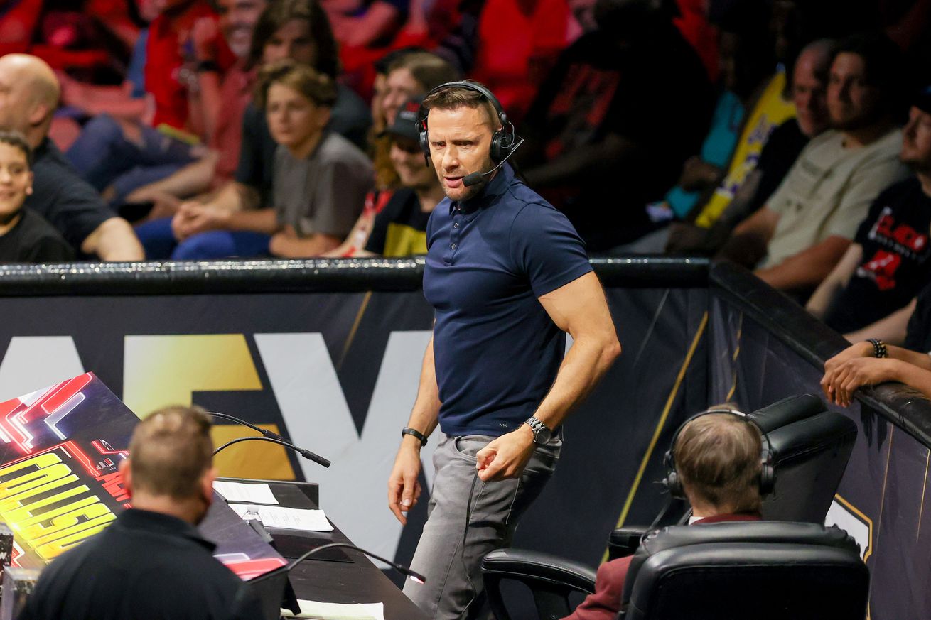 Commentator Nigel McGuinness during AEW Collision on June 15, at the Covelli Centre in Youngstown, OH.