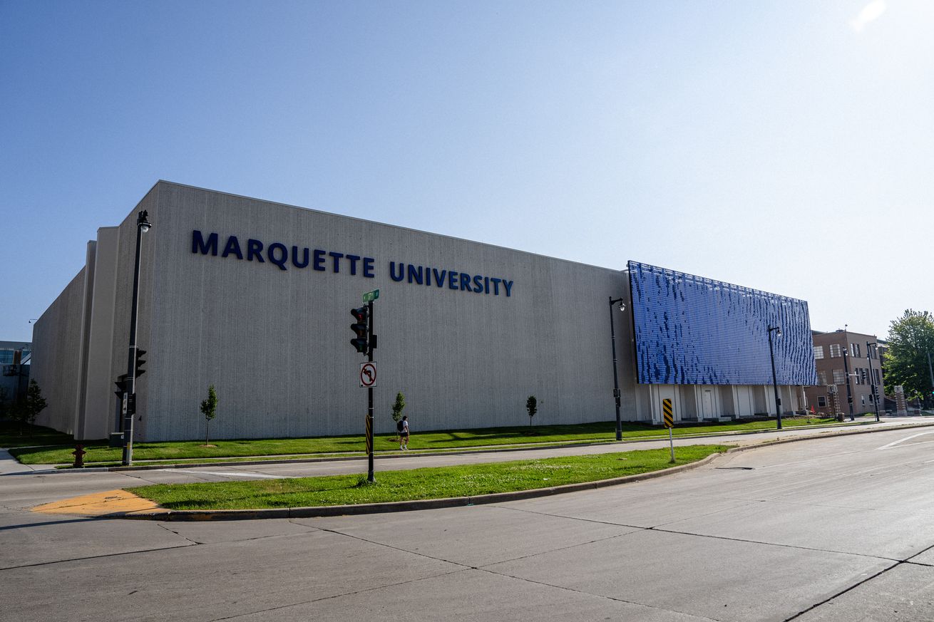 Marquette University’s Wellness + Helfaer Recreation Center, as seen from 17th & Clybourn