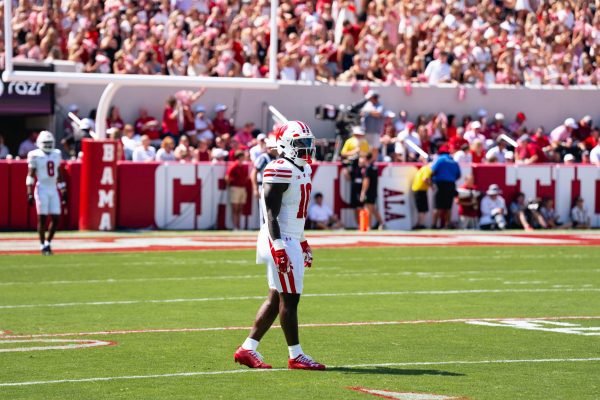 Gideon Ituka vs Alabama, September 13, 2025. Courtesy of Wisconsin Athletics.