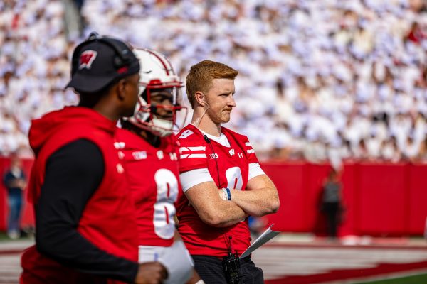 Badger football players. September 6, 2025.