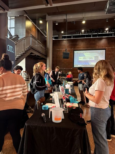 The LOVB stand during the watch party for the Badgers volleyball team's match against Oregon. October 26, 2025. 